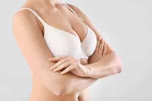 Close-up of woman's chest after receiving gender-affirming care