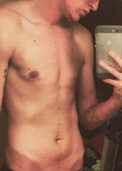 After Image: FtM peri-areolar top surgery - front